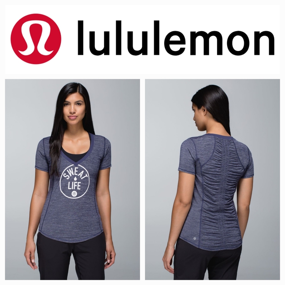 Lululemon Runner Up Short Sleeve Heathered Cadet Blue